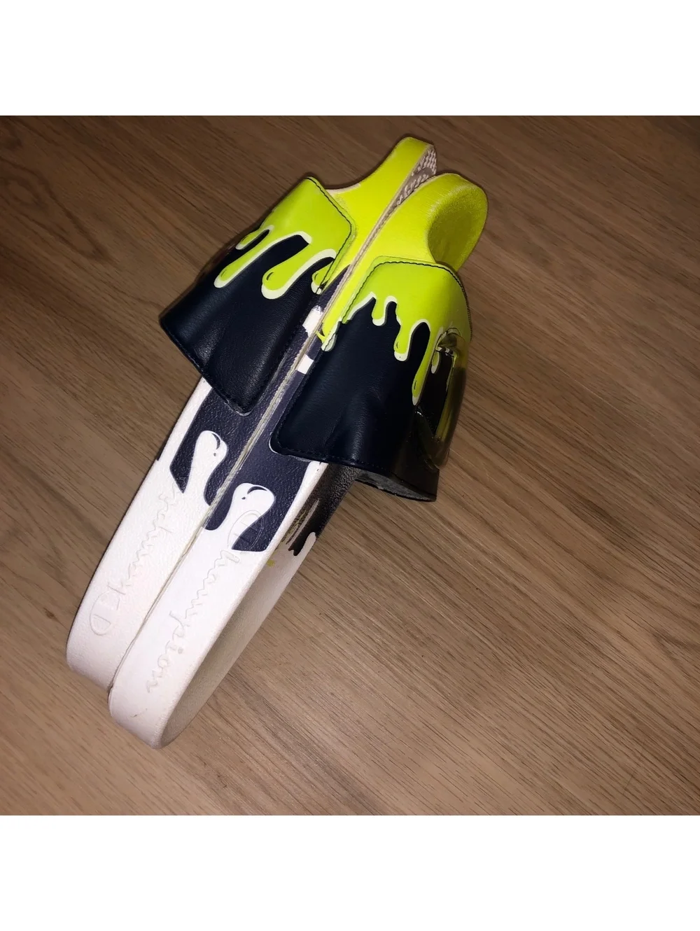 Champion Slides Sandals IPO DRIP Molded White Lime Green Navy Blue Mens Size 11